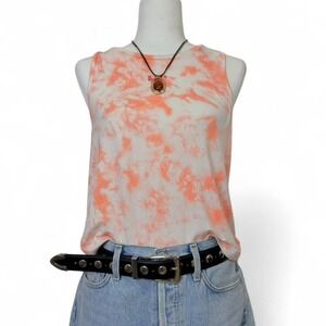 Orange tie dye tank top y2k aesthetic cropped sleeveless summer grunge soft